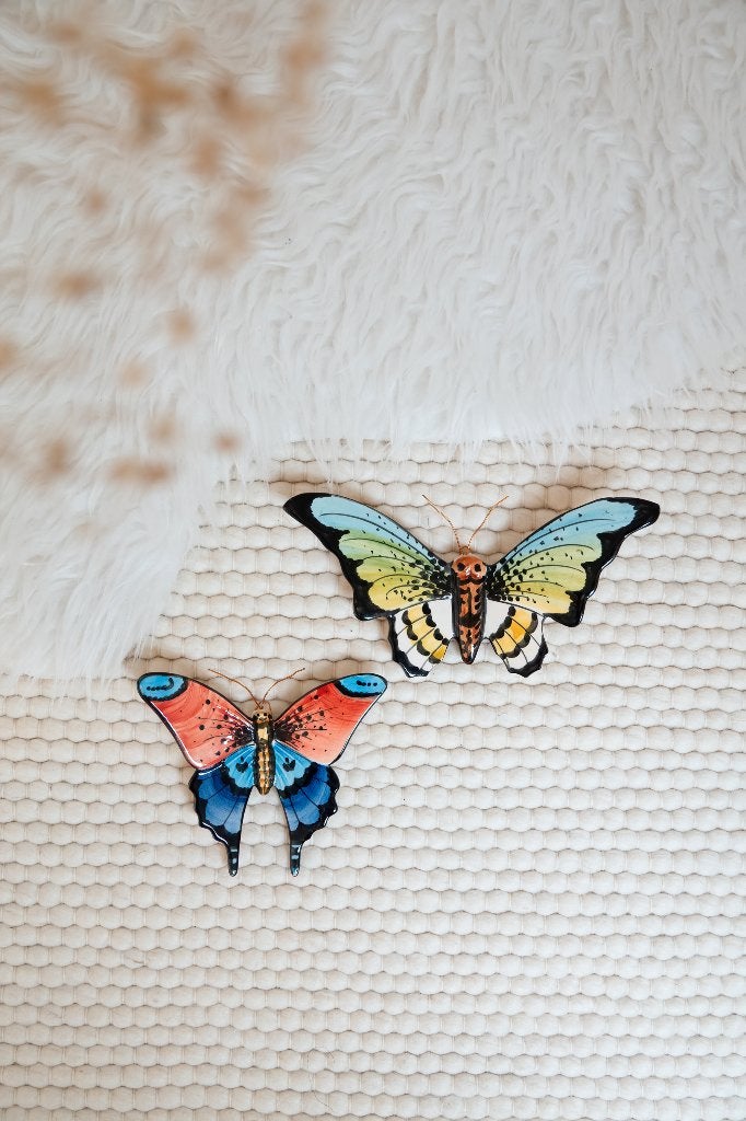 Vintage handpainted keramische vlinders wanddecoratie, Antiek en Kunst, Ophalen of Verzenden