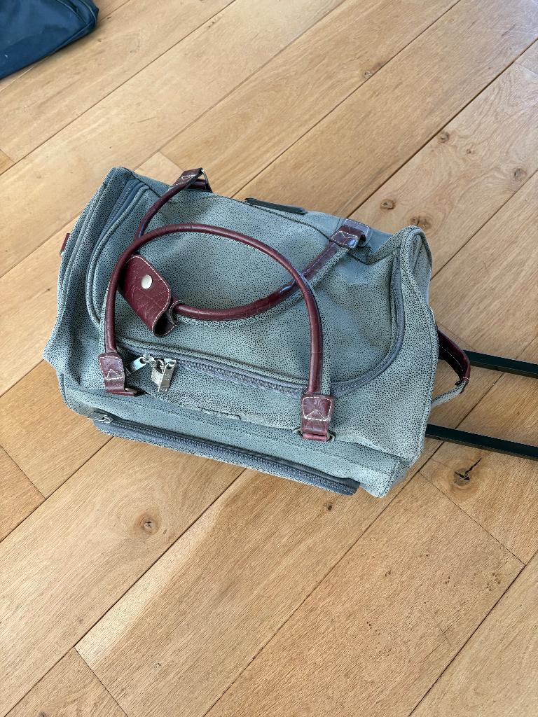 Reistrolley lederen reistas, Sieraden, Tassen en Uiterlijk, Tassen | Reistassen en Weekendtassen, 40 tot 60 cm, Bruin, Minder dan 35 cm