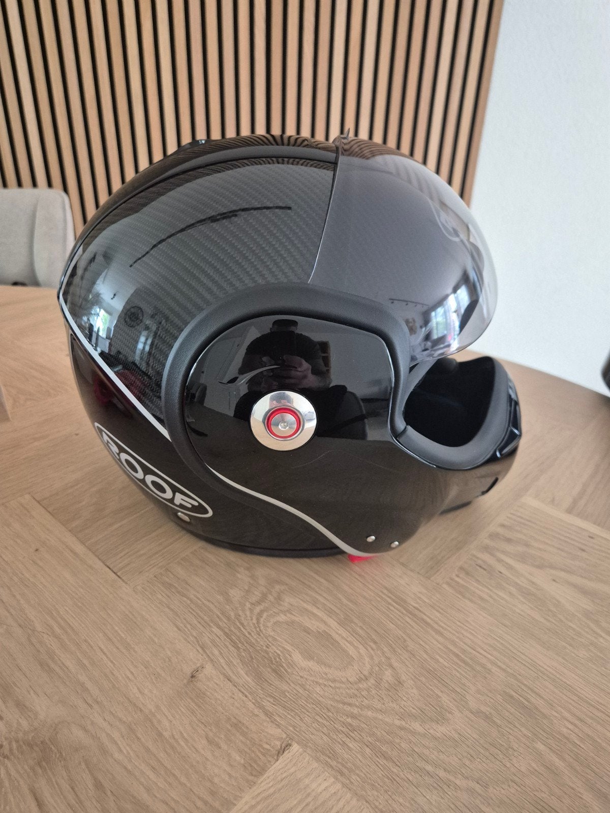 ROOF Boxxer Carbon motorhelm - Zwart, Ophalen of Verzenden, Tweedehands