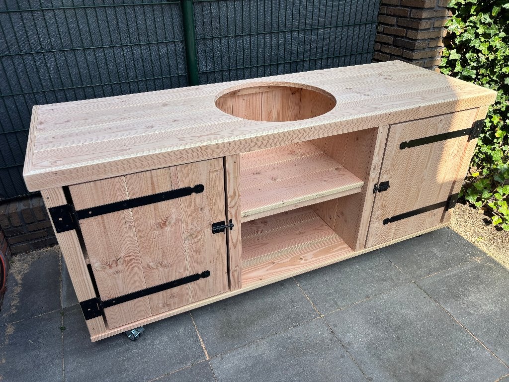 Unieke kwaliteit buitenkeuken van douglashout of steigerhout, Ophalen, Nieuw, Houtskool