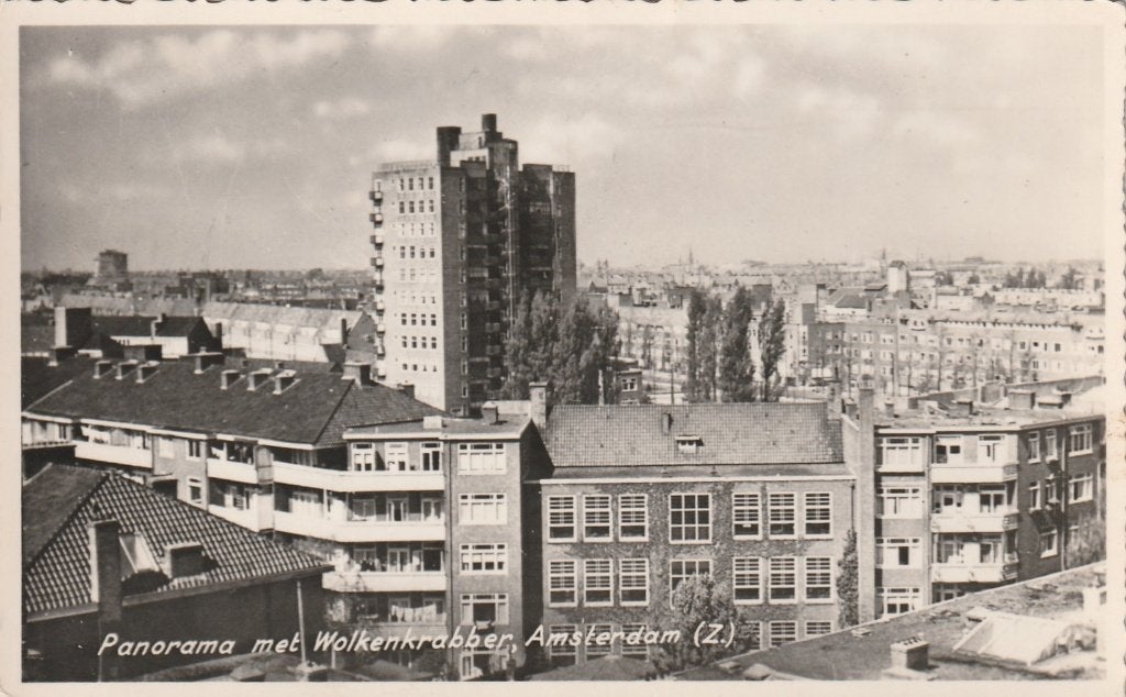 AMSTERDAM Panorama met Wolkenkrabber 1959, Verzenden, 1980 tot heden, Gelopen, Noord-Holland