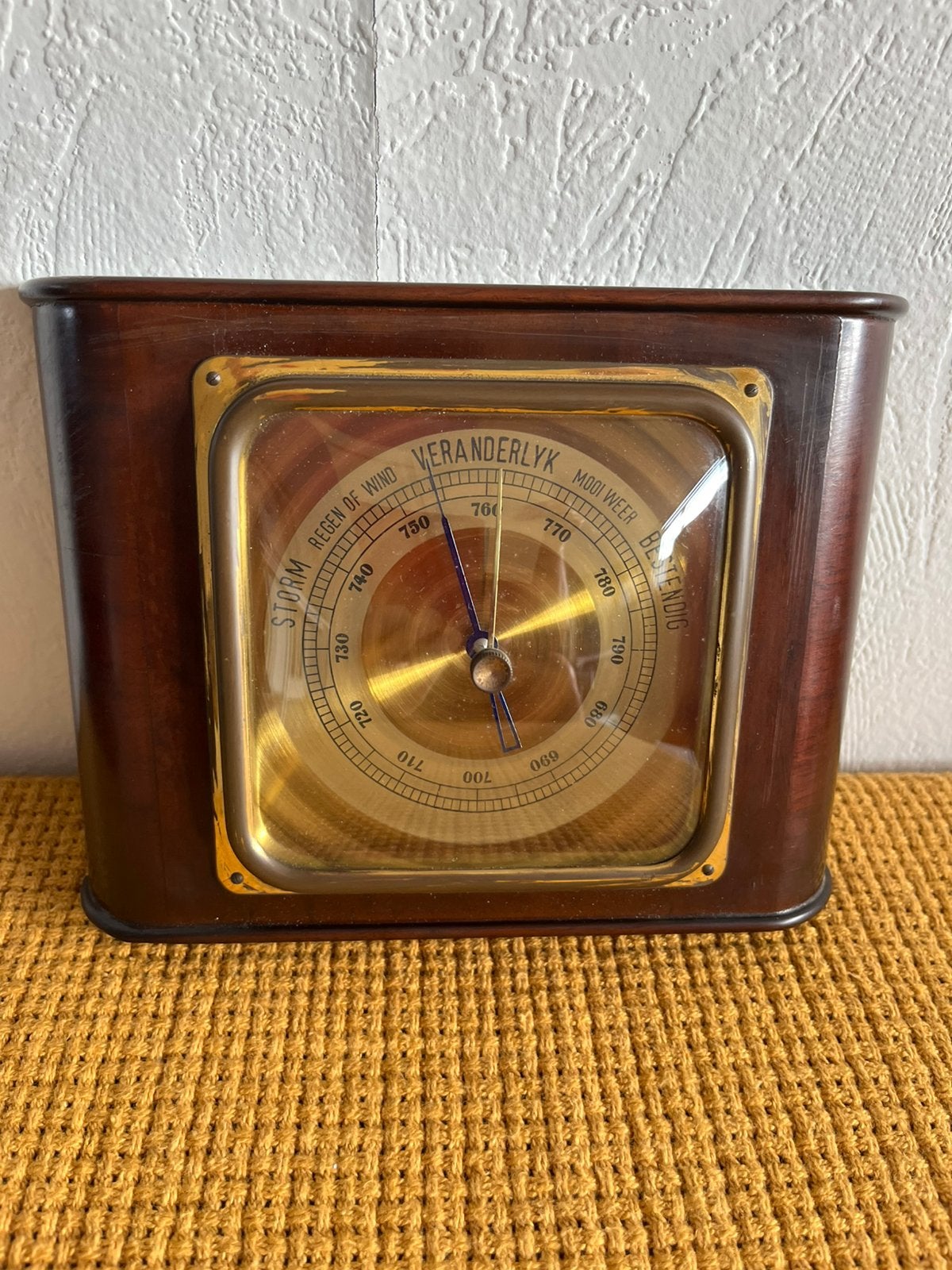 Antieke Barometer in houten kast, Ophalen of Verzenden, Gebruikt, Barometer