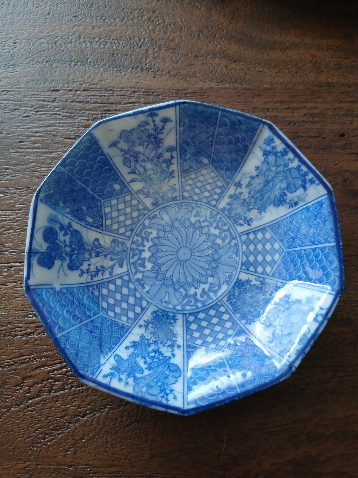 Antiek Japans Imari porseleinen bord - Blauw/Wit, Ophalen of Verzenden