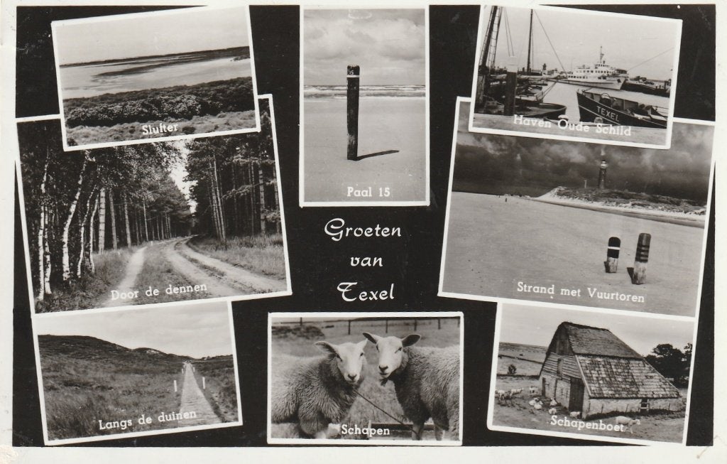 TEXEL Slufter Dennen Paal 15 Haven Strand Groeten 1957, Verzenden, 1940 tot 1960, Gelopen, Waddeneilanden