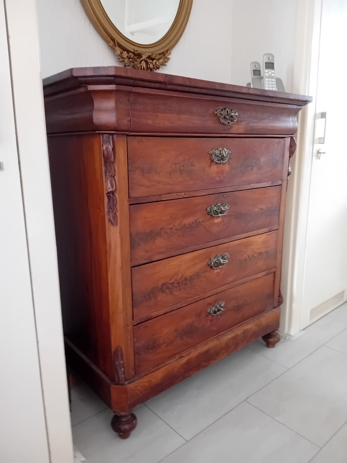Antieke ladekast van mahoniehout, Antiek en Kunst, Antiek | Meubels | Kasten, Ophalen