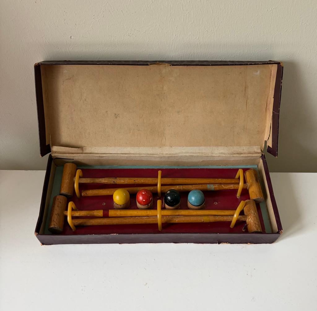 Antiek tafel croquet spel, in originele doos., Ophalen of Verzenden