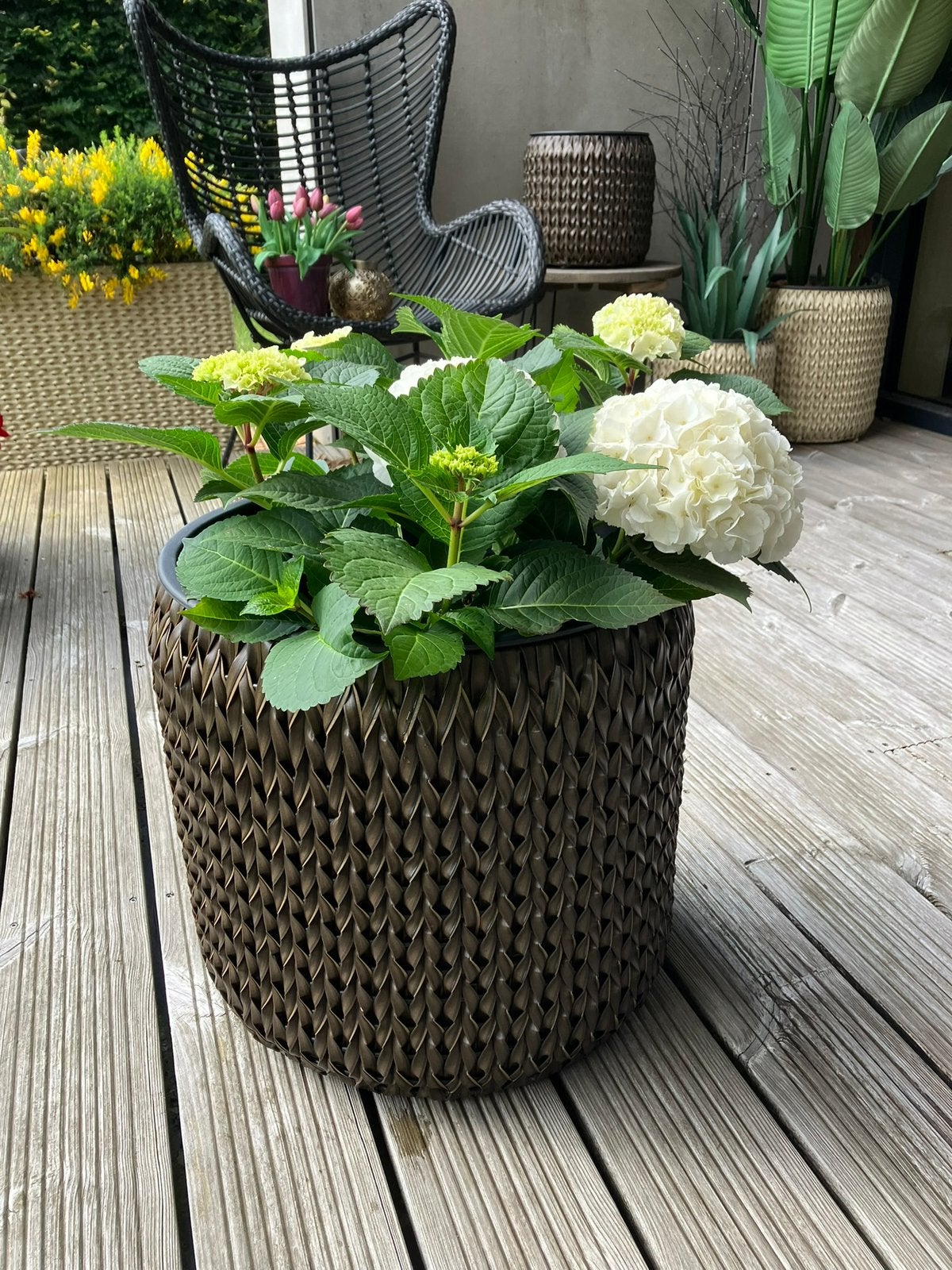NIEUW | 2 ronde plantenbakken | WICKER, Tuin en Terras, Duiven, Kunststof, Balkon, .