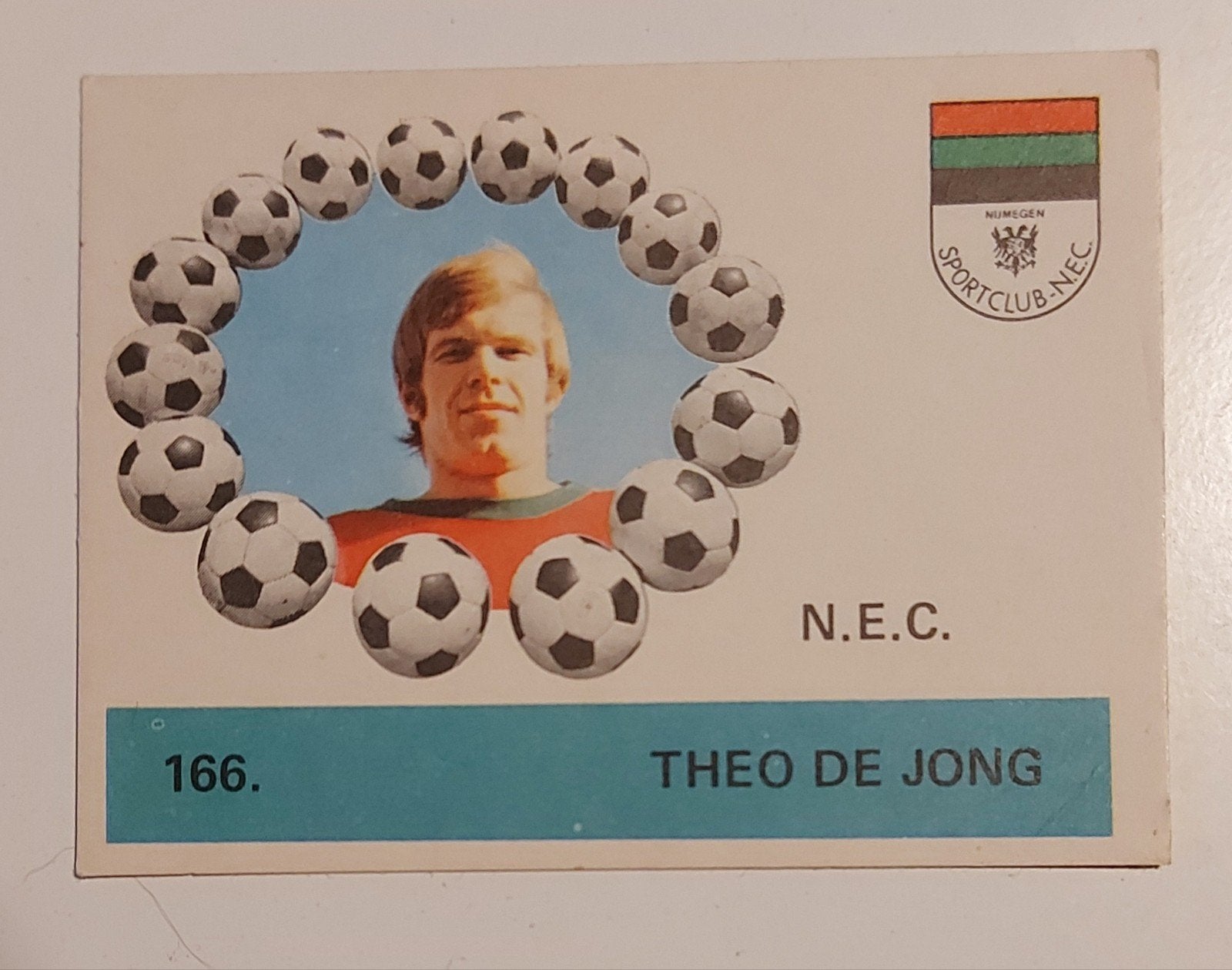 NEC Nijmegen Monty Gum 1971 Theo de Jong, Verzenden, Gebruikt, Overige binnenlandse clubs, Poster, Plaatje of Sticker