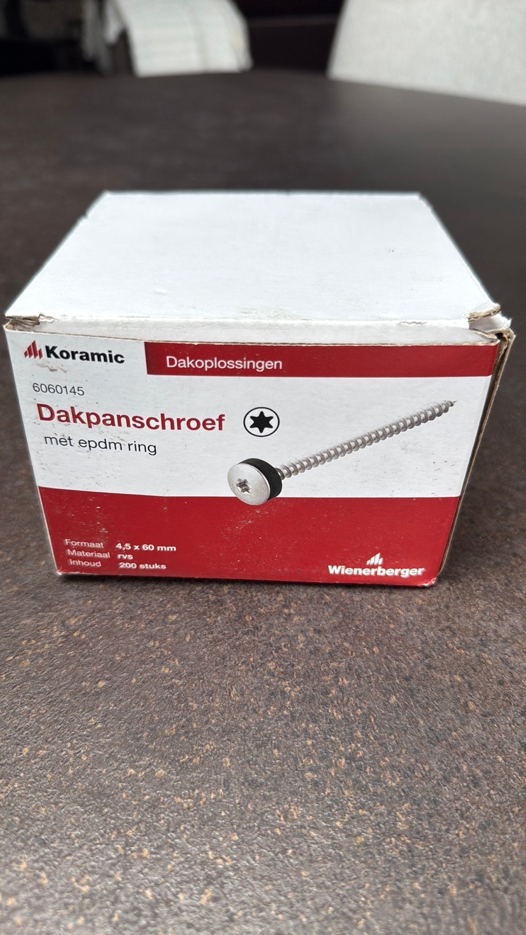 Koramic Dakpanschroef RVS 4,5x60mm met EPDM ring (200 st.), 50 tot 100 mm, Schroeven, Nieuw, Ophalen of Verzenden