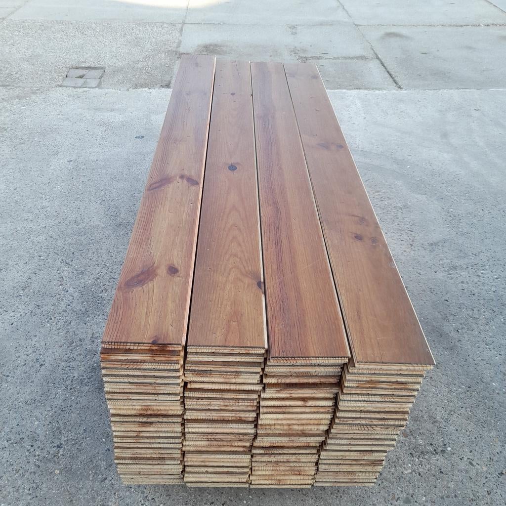 Massief grenen vloer 32,5 m2 vloerdelen 17 cm breed, Doe-het-zelf en Verbouw, Vloerdelen en Plavuizen, Ophalen, Vloerdelen of -planken