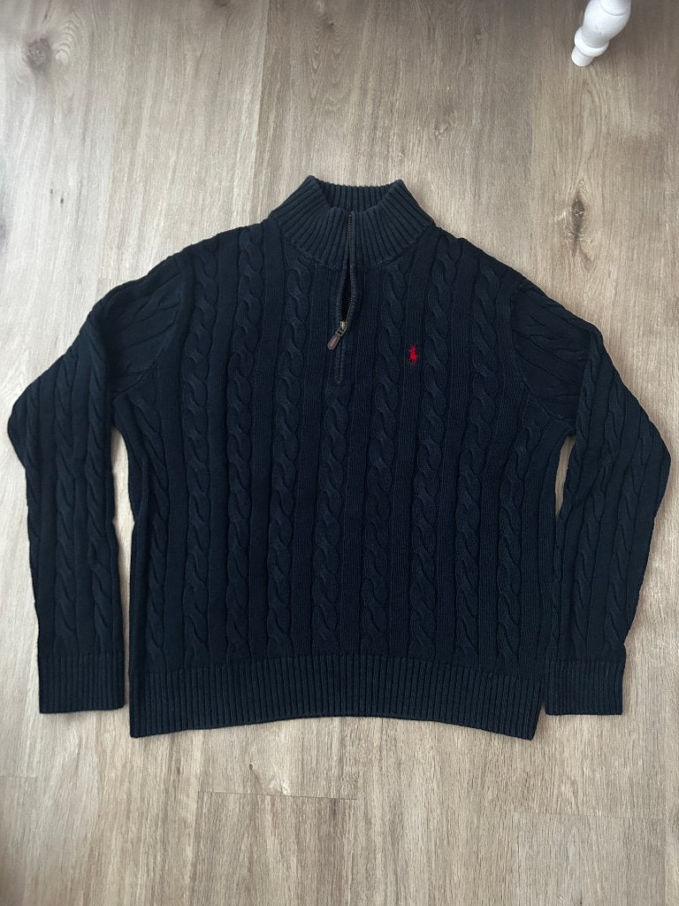 Ralph Lauren Kabel Zipper Trui, Kleding | Heren, Maat 52/54 (L), Blauw, Ralph Lauren, Ophalen of Verzenden