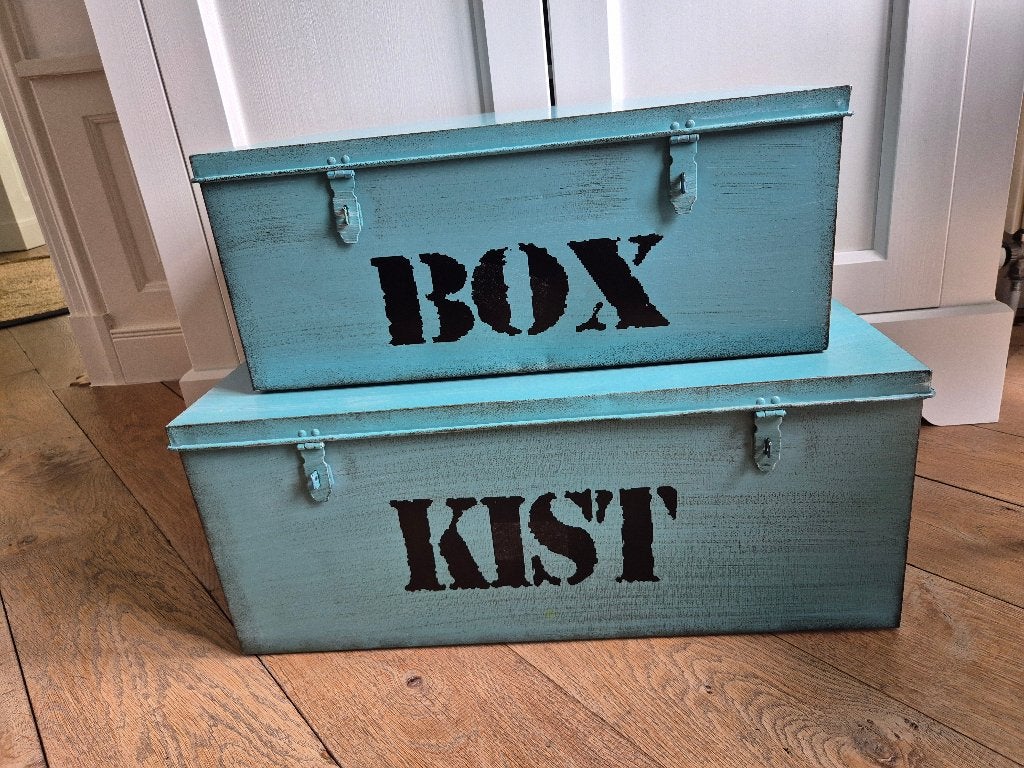 Opbergkisten, Huis en Inrichting, Woonaccessoires | Kisten, Ophalen, Zo goed als nieuw, Metaal, Minder dan 50 cm