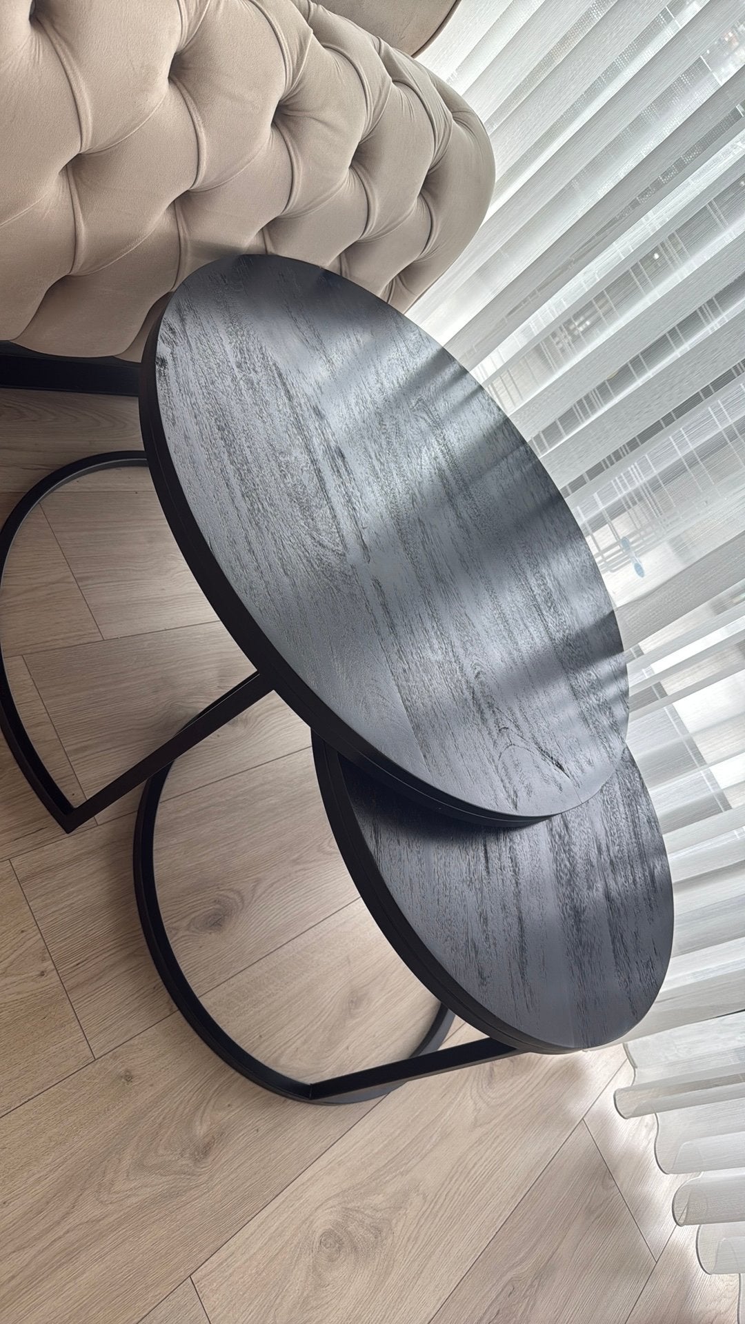 Twee delig zwart salontafel van Richmond interiors, Ophalen, Zo goed als nieuw, Rond, 50 tot 100 cm