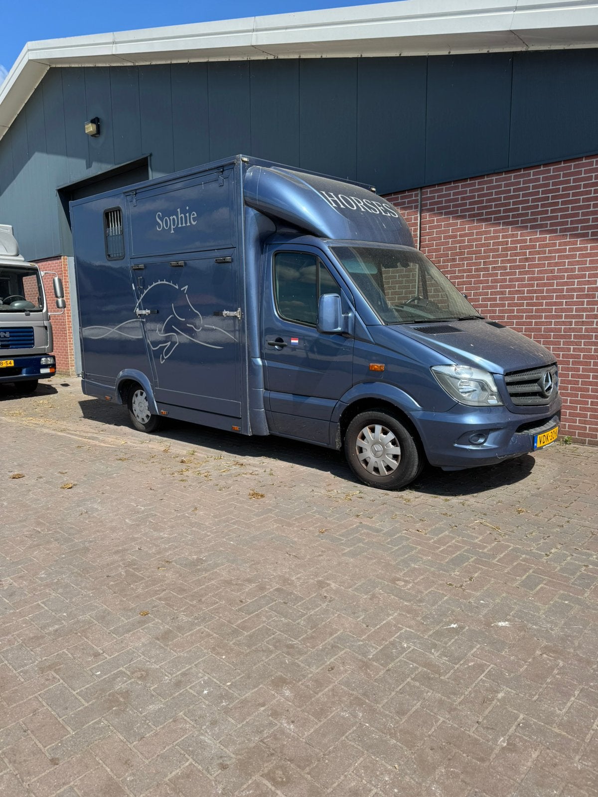 Mercedes-Benz Sprinter paardenwagen horsetruck, Auto's, Bestelauto's, Zwart, Blauw, Leder en Stof, Particulier