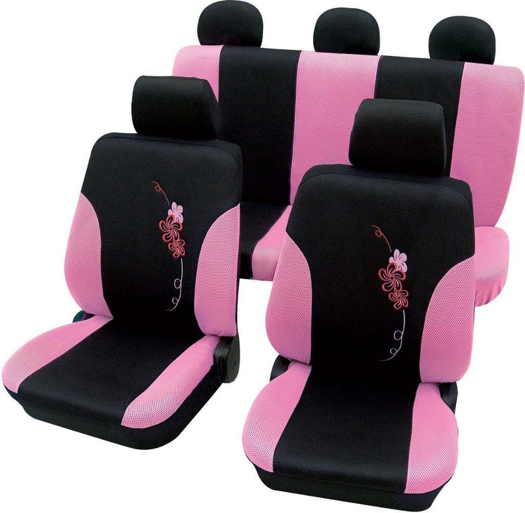 Stoelhoezen roze met zwart universeel, Ophalen of Verzenden, Nieuw