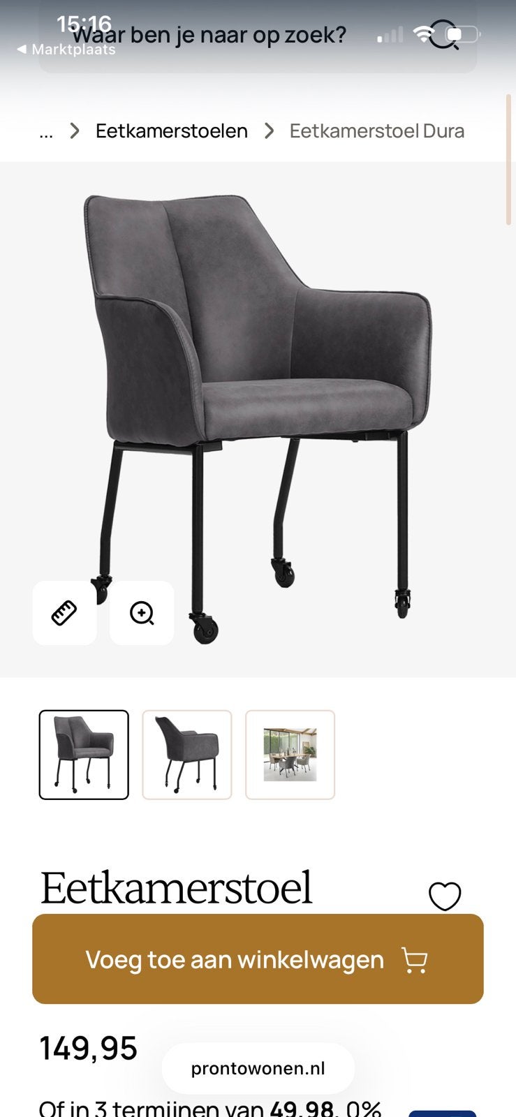 6 Eetkamerstoelen met wielen - Microleder, Ophalen, Gebruikt, Vijf, Zes of meer stoelen, Stof