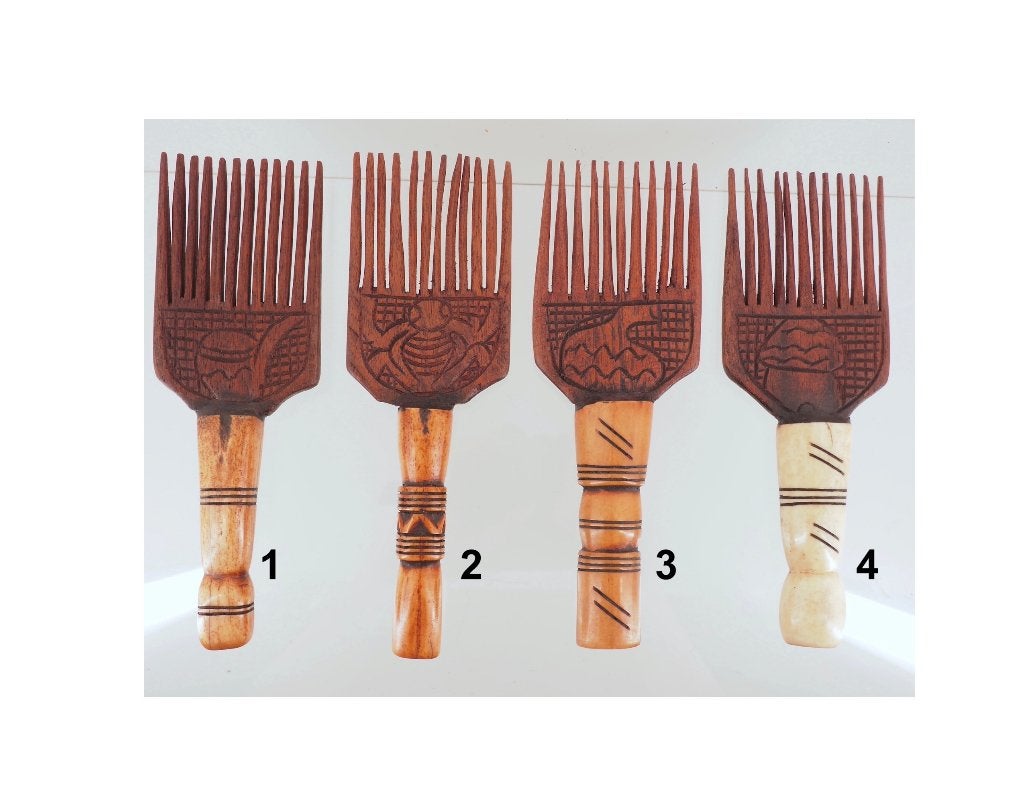 Afrikaanse Kam van bot/hout (161001-05tm08) Prijs per stuk!, 22 cm, Afrika, Overige typen, Handgemaakt