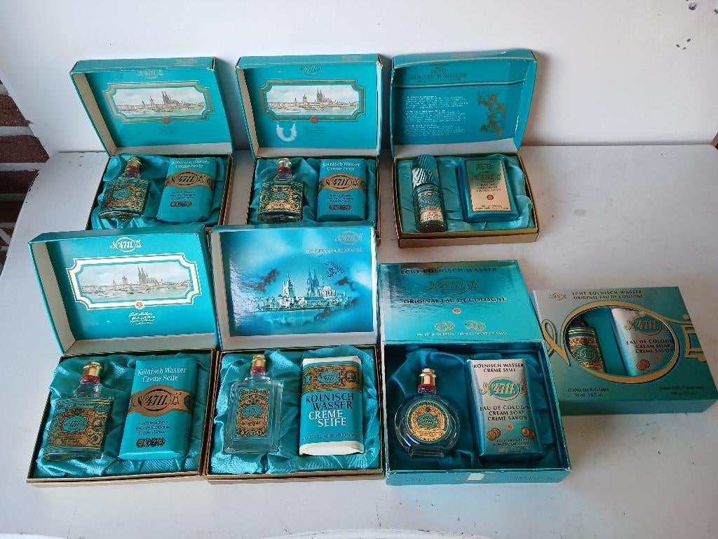 7  verschillende 4711 geschenkdozen zeep en eau de cologne, Verzenden, Zo goed als nieuw, Parfumfles, Gevuld