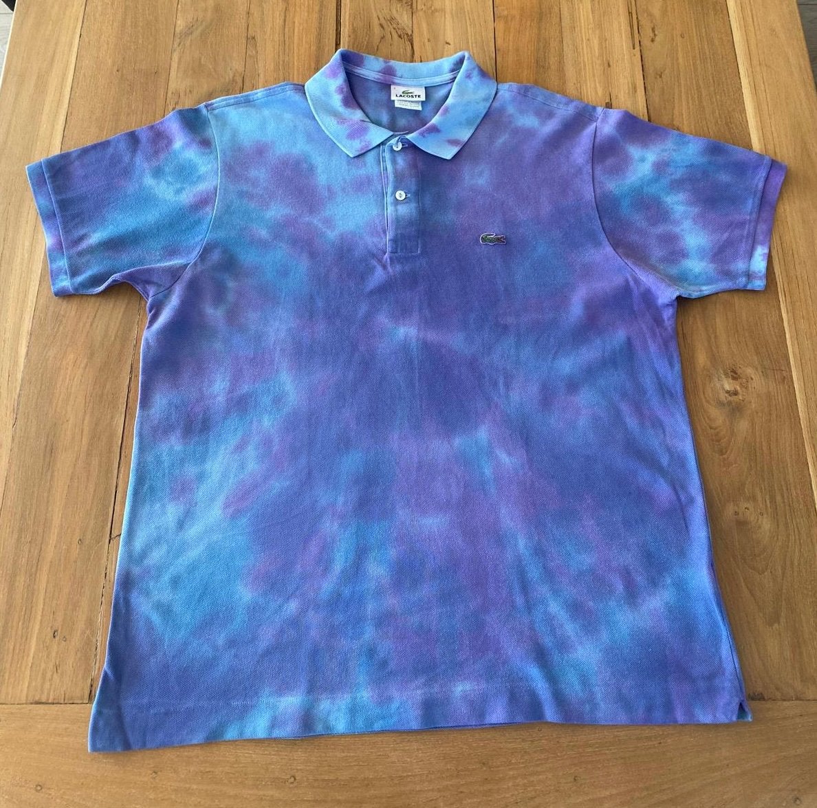 Poloshirt Lacoste maat S geverfd lila/paars/lichtblauw, Ophalen of Verzenden, Zo goed als nieuw, Maat 46 (S) of kleiner, Blauw