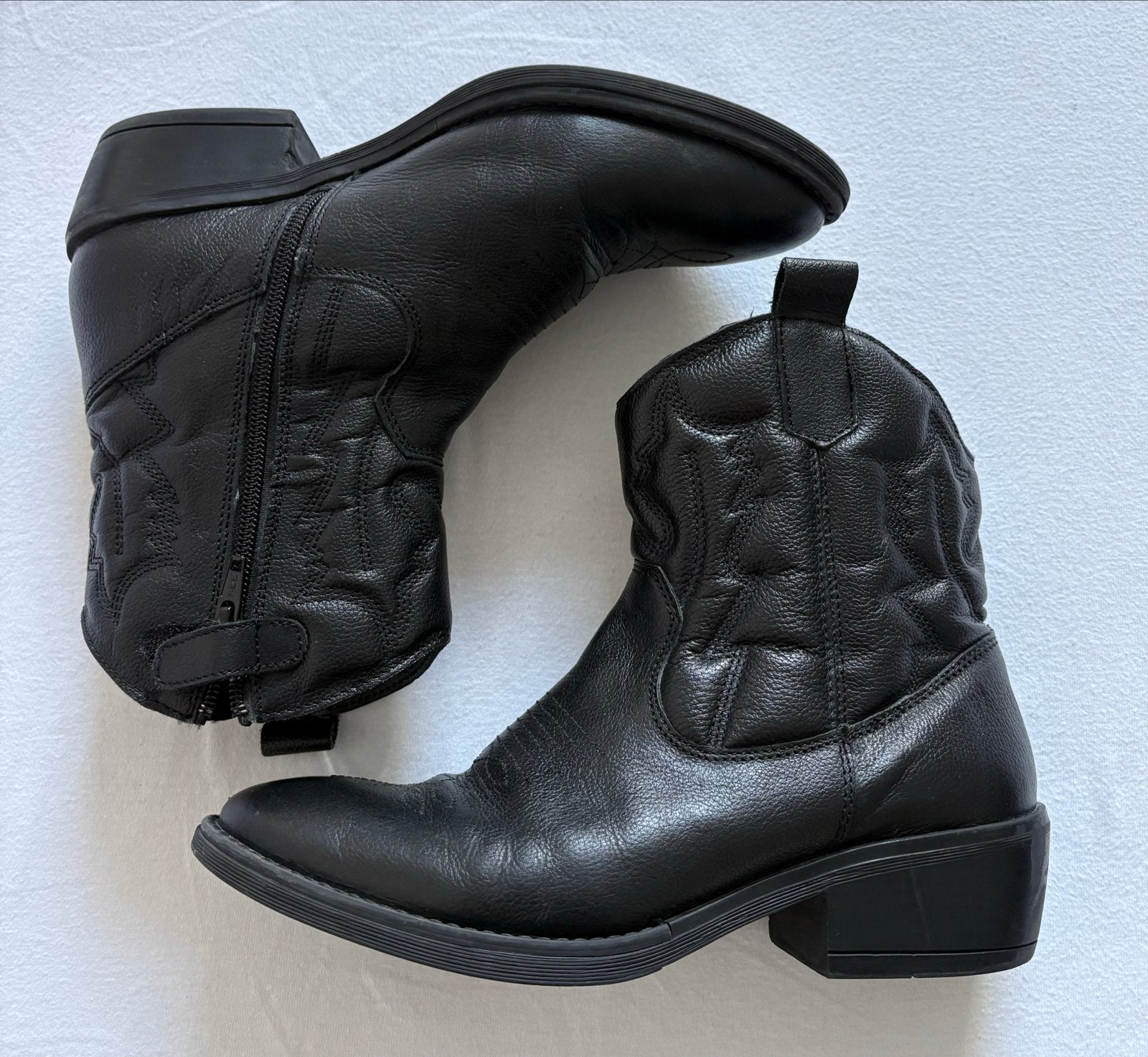 Zwarte cowboylaarzen - gedragen, Kleding | Dames, Ophalen, Zwart, Lage of Enkellaarzen, Gedragen