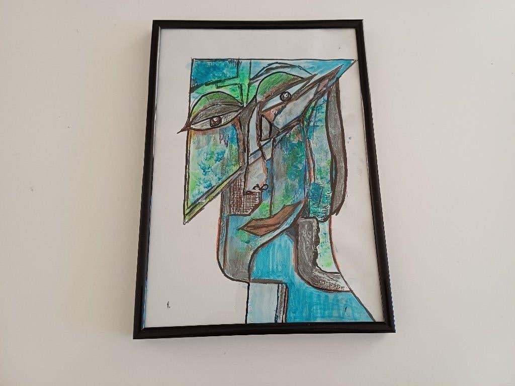 Uniek abstract kunstwerk,, Ophalen of Verzenden, Gebruikt, 125 cm of meer, Tekening