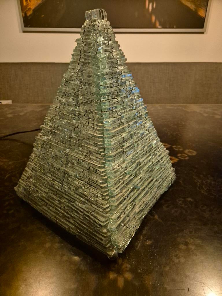 Unieke glazen franse piramide lamp - sfeervolle verlichting, Ophalen, Gebruikt, Modern, Industrieel
