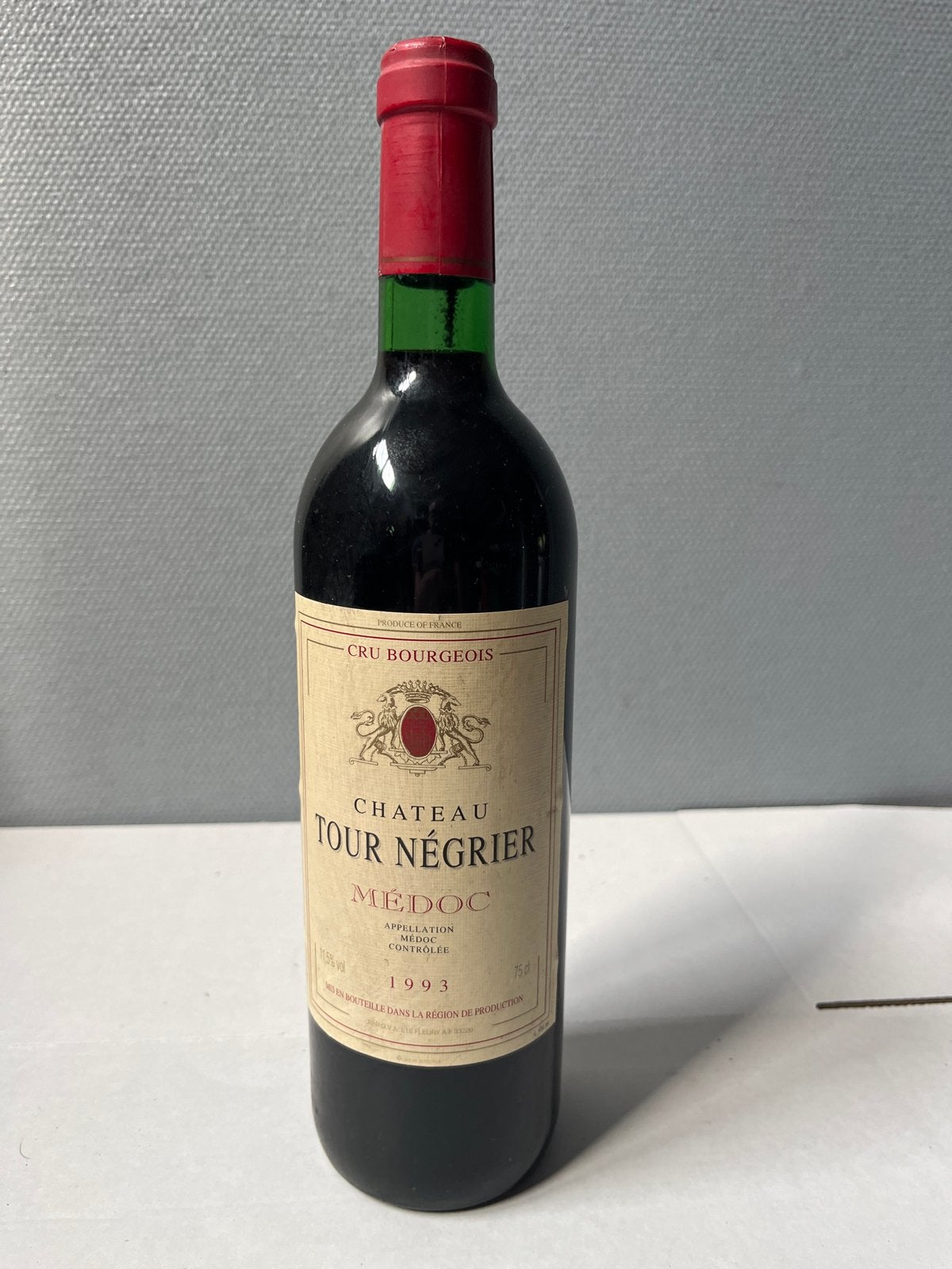 Château Tour Négrier Médoc 1993 Rode Wijn, Verzamelen, Wijnen, Ophalen of Verzenden, Gebruikt, Frankrijk, Rode wijn