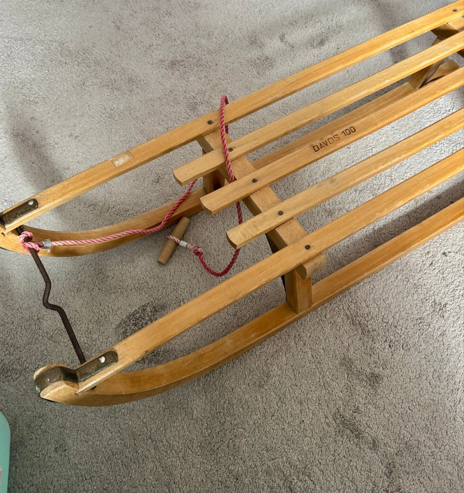 Klassieke houten Davos 100 slee - Inclusief trekkoord!, Ophalen, Gebruikt, Hout