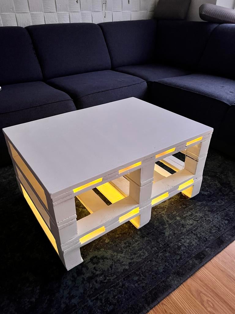 handmade work table with LED lighting, Ophalen, Rond, 50 tot 100 cm, Zo goed als nieuw