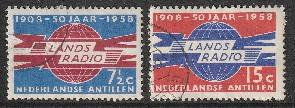 Antillen 1958 291/292 Landsradio, Gest, Ophalen of Verzenden, Gestempeld