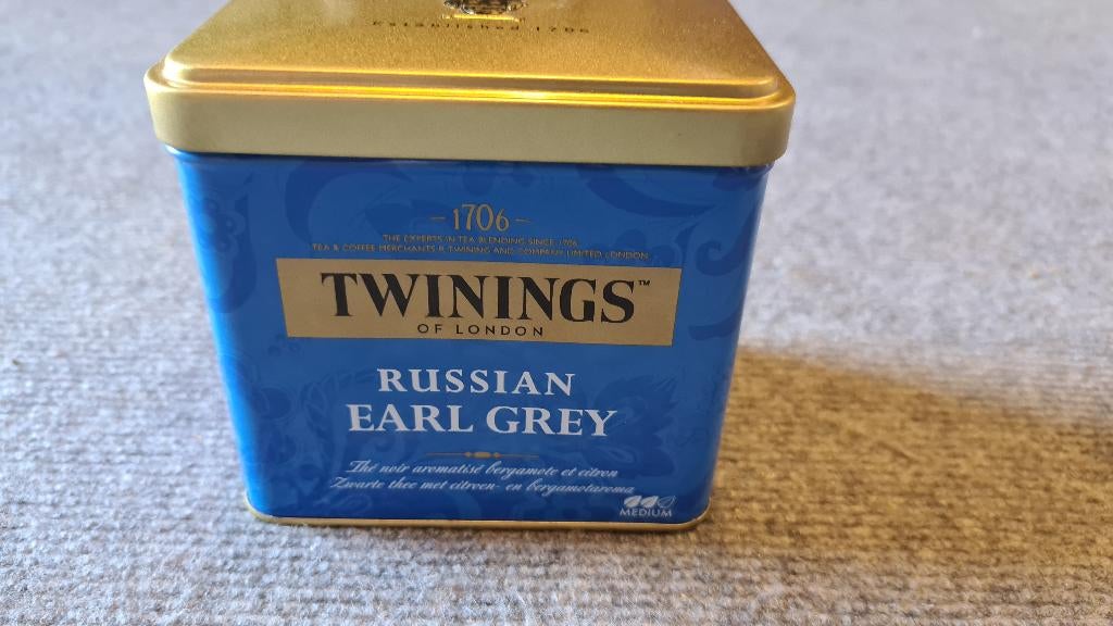 Thee blik Twinings - Russian Earl Grey, Ophalen of Verzenden, Zo goed als nieuw, Thee, Overige merken
