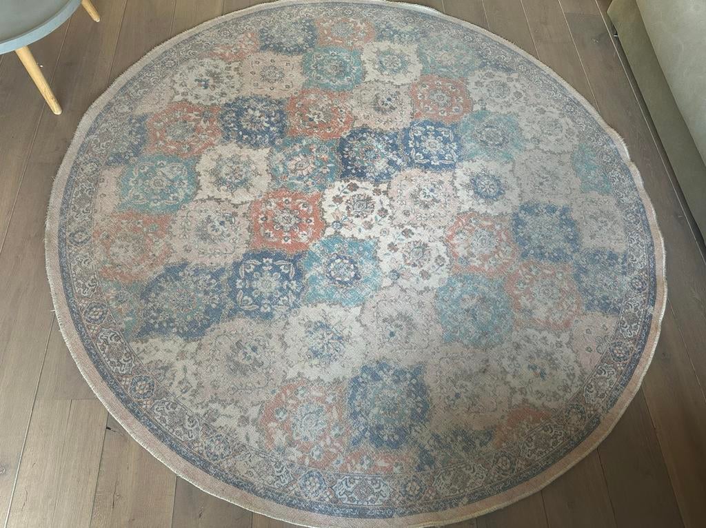 Rond Vloerkleed Volero 195 cm diameter, Huis en Inrichting, Stoffering | Tapijten en Kleden, Ophalen, Gebruikt, Blauw, 150 tot 200 cm
