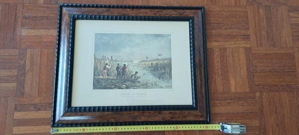 Schilderij 'Chasse au Marais' in prima staat, Antiek en Kunst, Kunst | Schilderijen | Klassiek, Ophalen