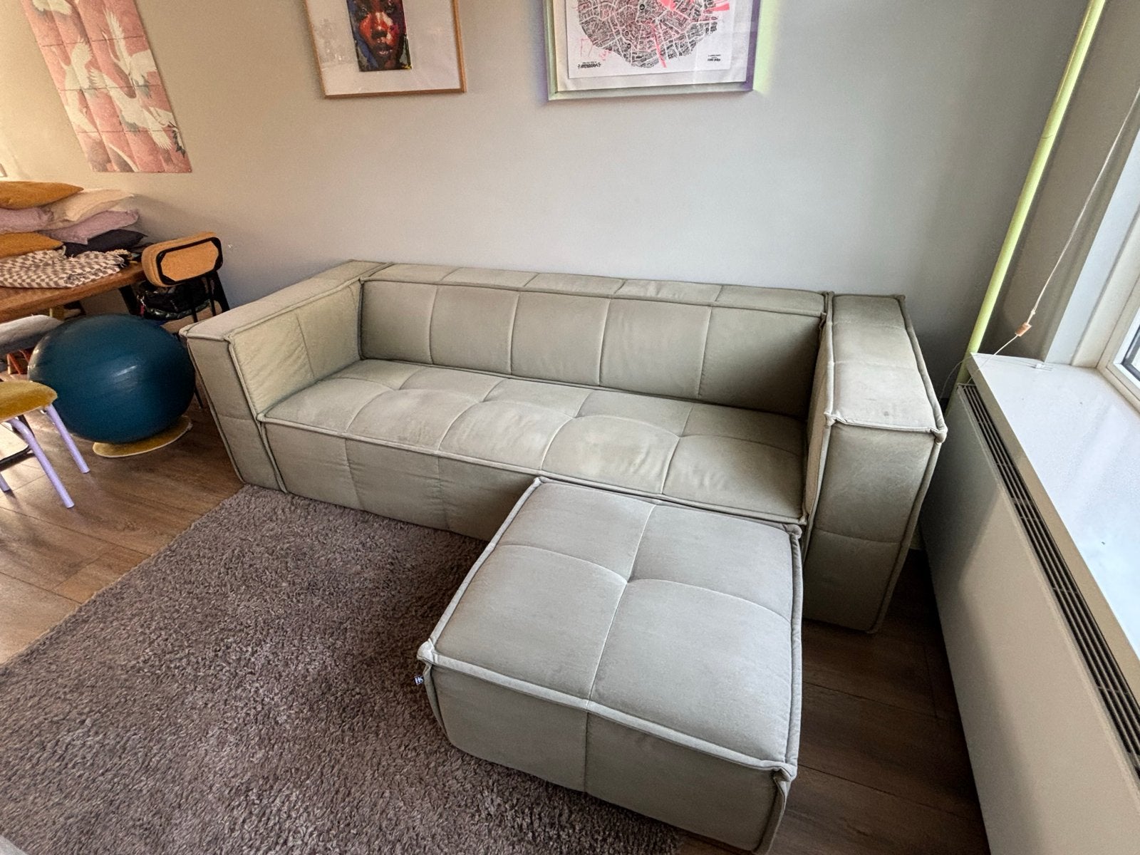 HK Living bank met poef, Ophalen, 250 tot 300 cm, Gebruikt, Driepersoons