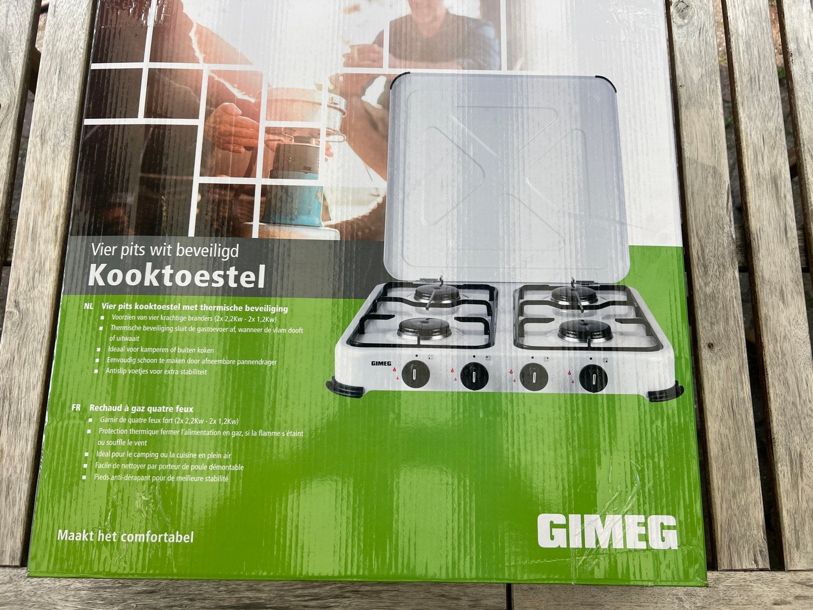 Gimeg 4-pits wit beveiligd kooktoestel, Ophalen, Zo goed als nieuw