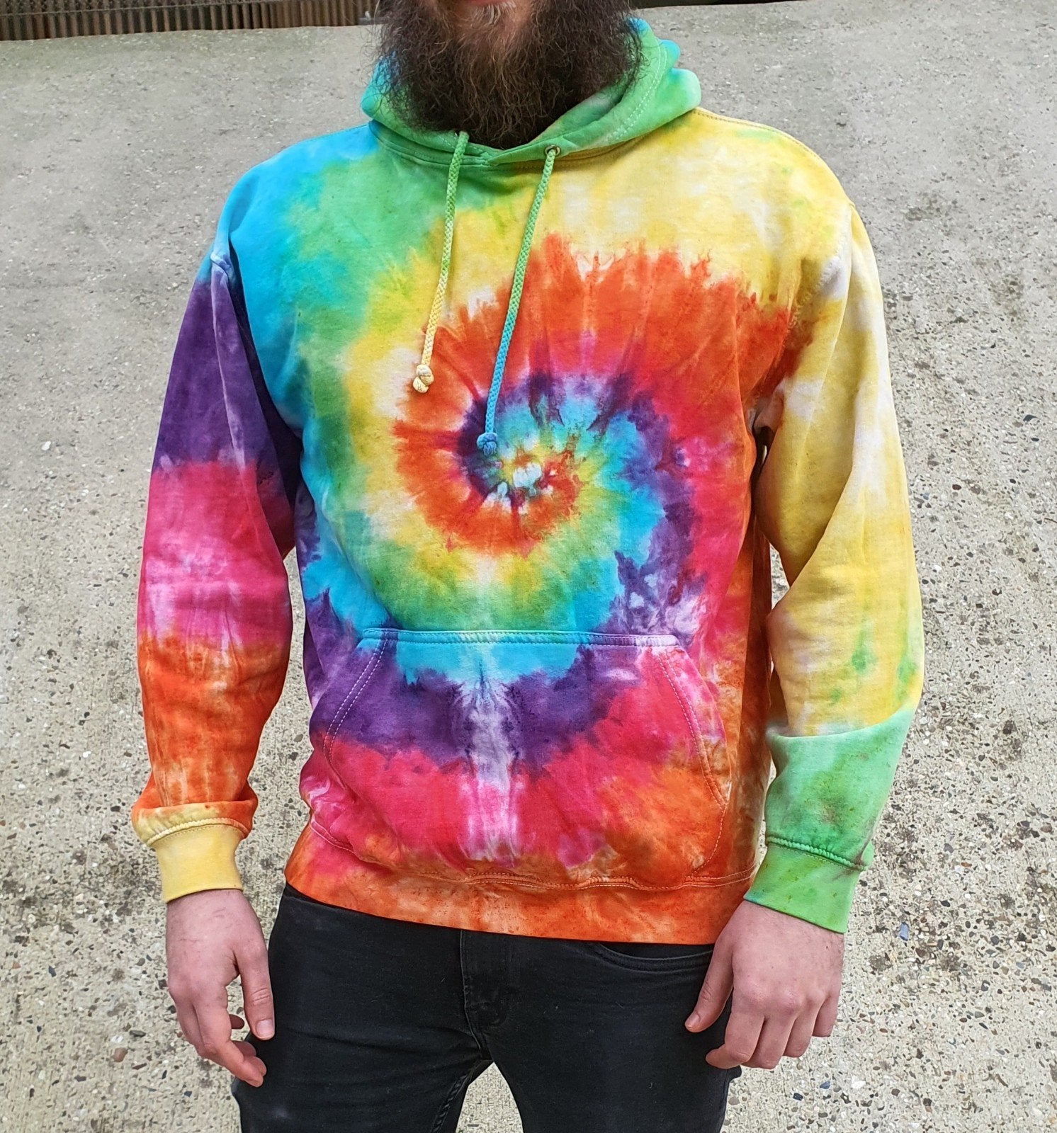 Regenboog hippie spiral tie dye unisex hoodie maat L, Maat 52/54 (L), Overige kleuren, Spiral Creaties, Nieuw
