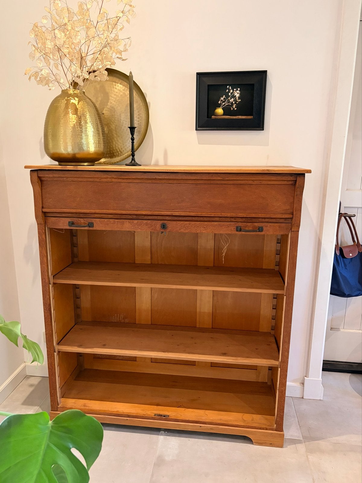 Vintage eiken rolluikkast met sleutel, zware kwaliteit, Antiek en Kunst, Ophalen
