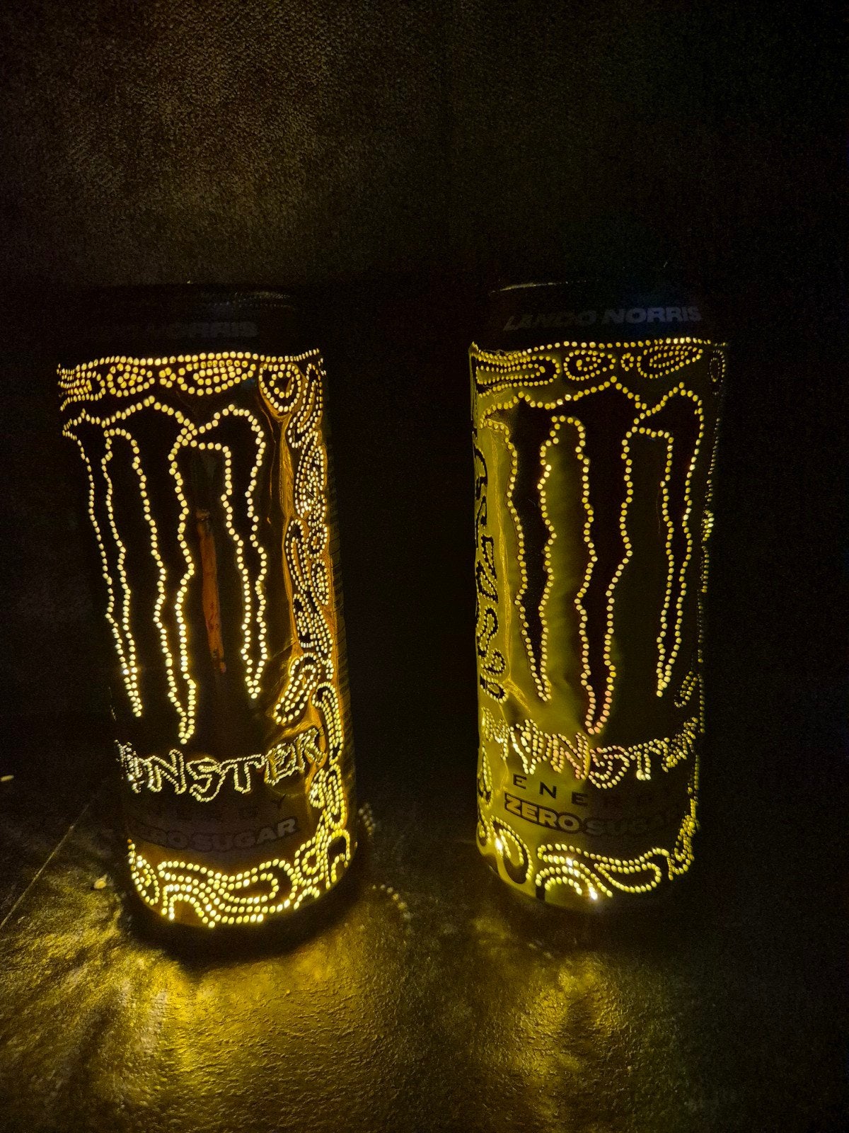 Set 2 Monster Lando Norris sfeerlichten goud en groen, Verzamelen, Ophalen, Overige, Overige merken