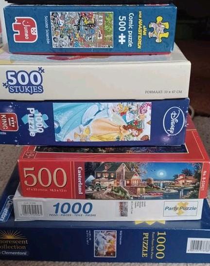 puzzel assortiment, Ophalen of Verzenden, 500 t/m 1500 stukjes, Zo goed als nieuw
