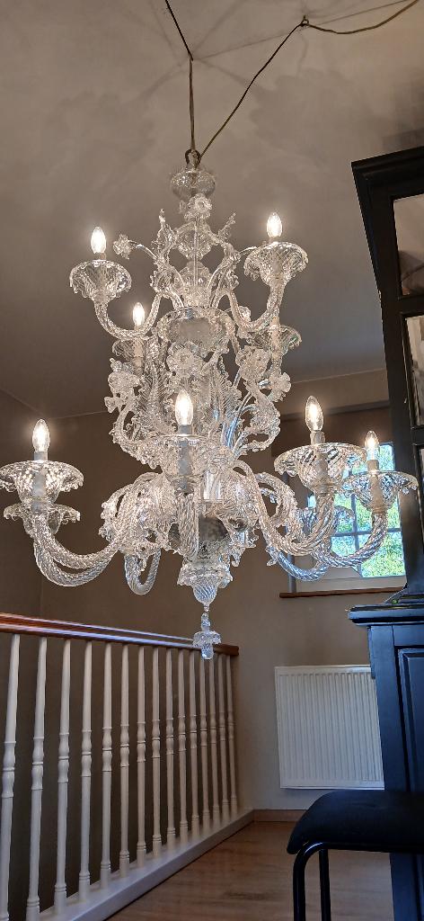Murano kroonluchter, Huis en Inrichting, Lampen | Kroonluchters, Zo goed als nieuw, Glas, Metaal, Ophalen