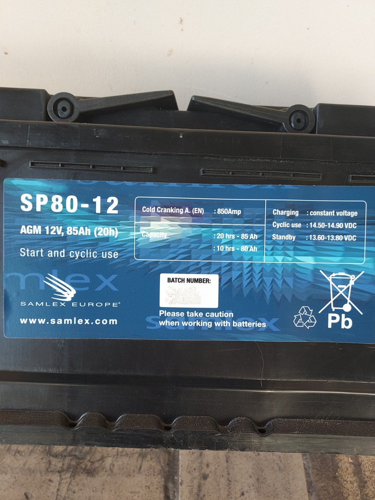 Samlex SP80-12 AGM Accu 12V 85Ah (20h)  camper, Auto-onderdelen