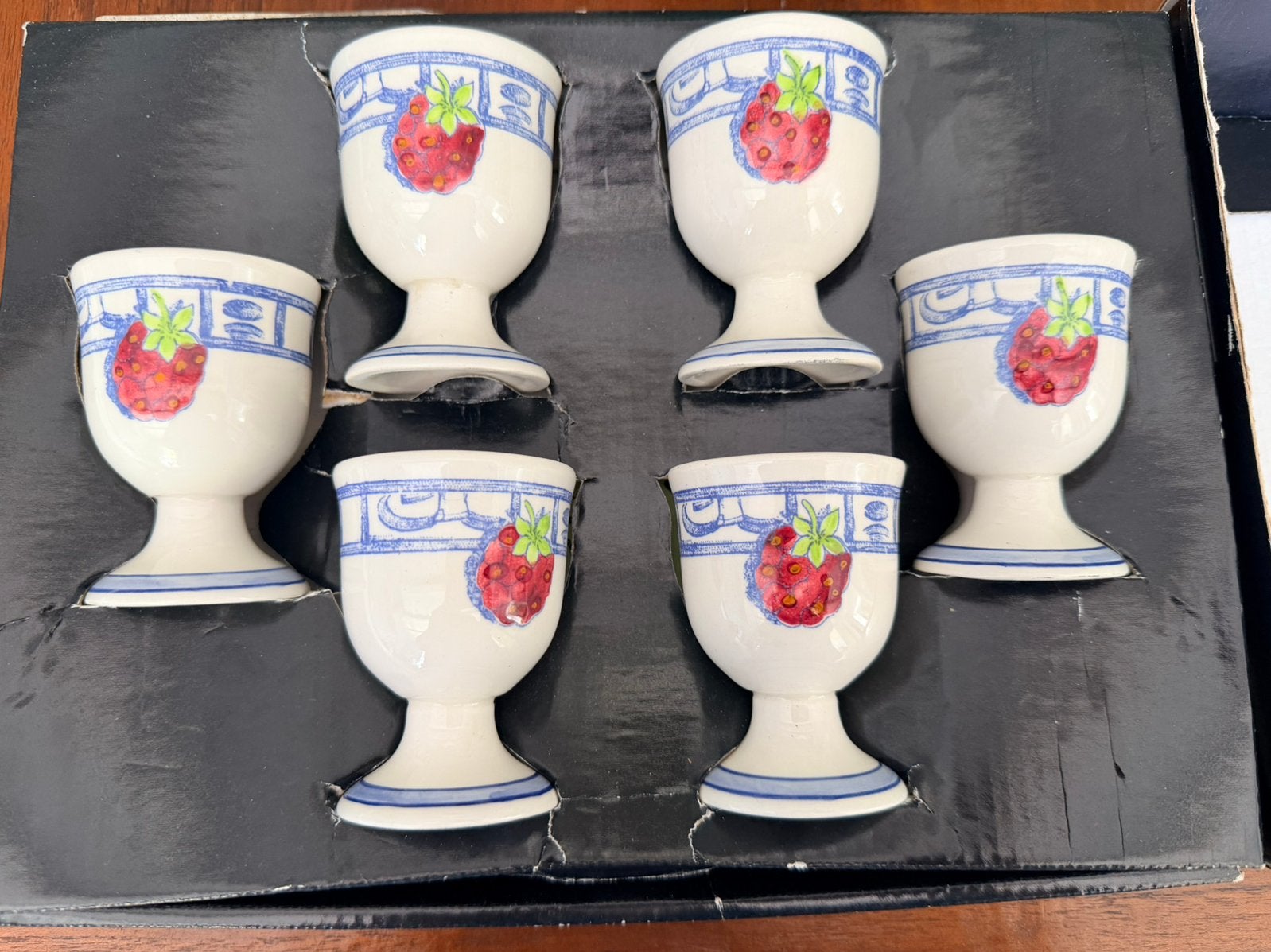 Gien OISEAU BLEU FRUIT eierdoppen, Ophalen of Verzenden, Zo goed als nieuw, Glas, Overige stijlen