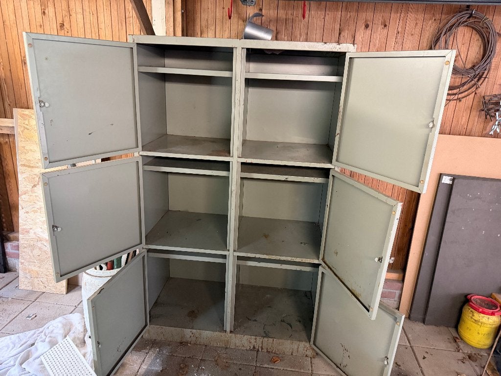 Robuuste vintage metalen locker/opbergkast met 6 vakken, Ophalen, Gebruikt, Industrieel