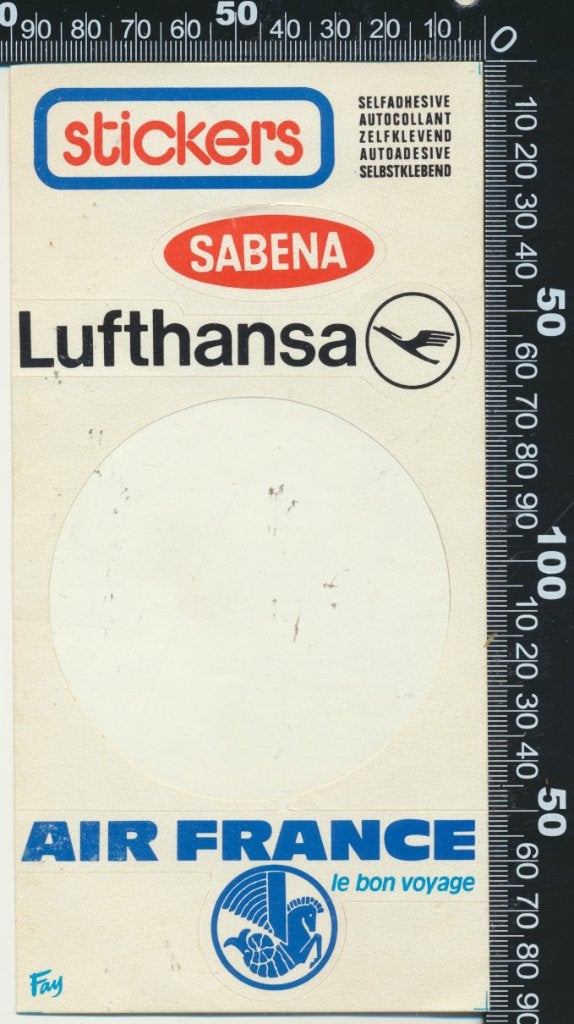Sticker: Sabena - Lufthansa - Air France, Ophalen of Verzenden, Zo goed als nieuw, Bedrijf of Vereniging
