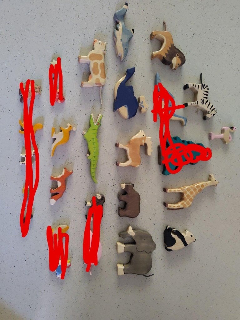 Grote set Holztiger houten figuren/dieren 14 stuks, Ophalen of Verzenden, Gebruikt, Overige typen