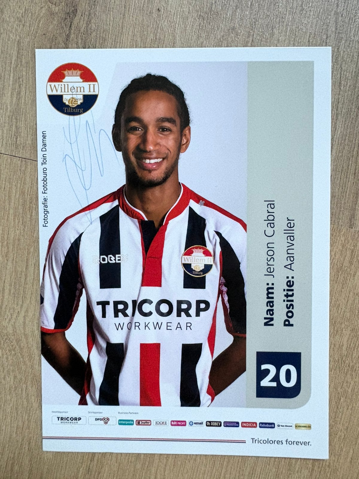 Fotokaart Jason Cabral (Willem II, Feyenoord) + handtekening, Verzamelen, Ophalen of Verzenden, Nieuw, Feyenoord, Spelerskaart