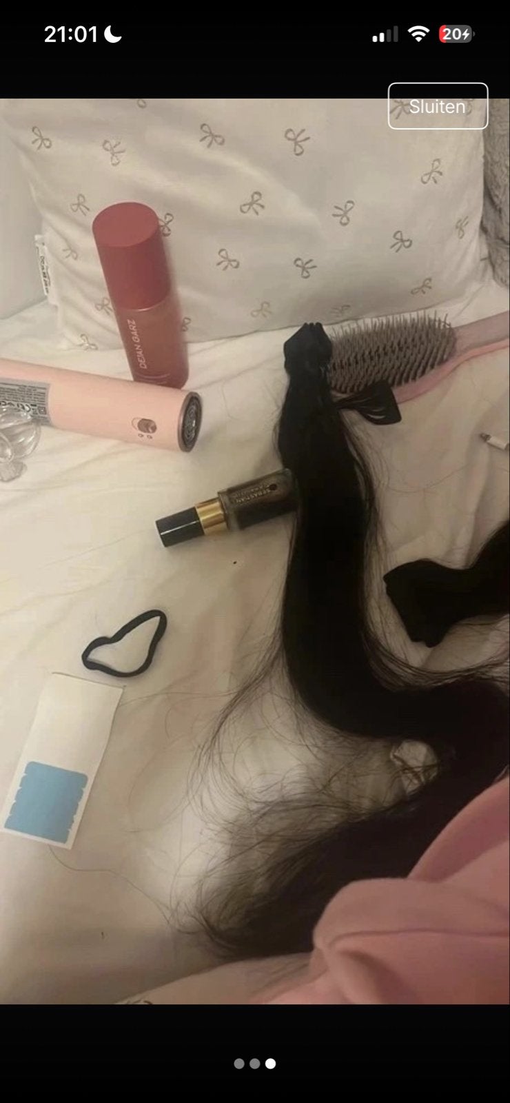 Tape in extensions 100 gram 65 cm, Ophalen of Verzenden, Gebruikt, Pruik of Haarverlenging