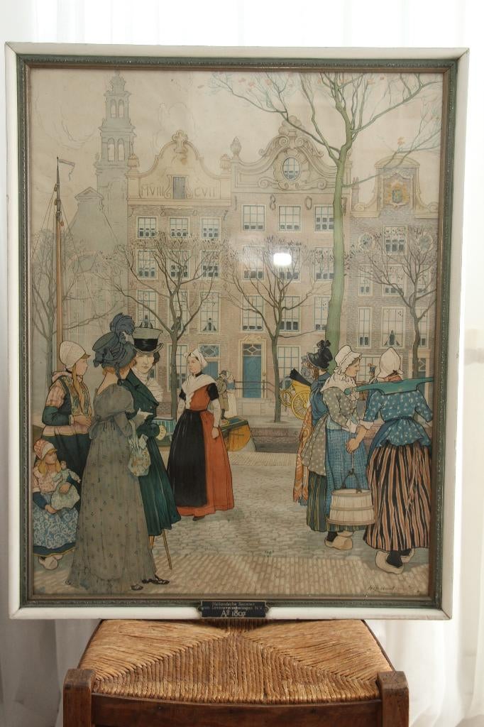 Oude litho/voorstelling uit Amsterdam/Hollandse Societeit, Antiek en Kunst, Ophalen