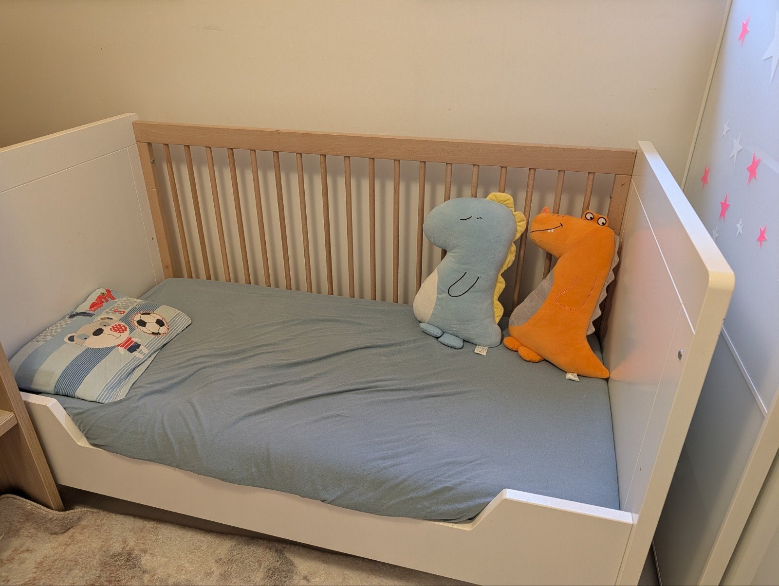 Bopita Lisa 70x140 baby/peuterbed - Wit/Naturel, Ophalen, Wit, 190 cm of minder, Modern