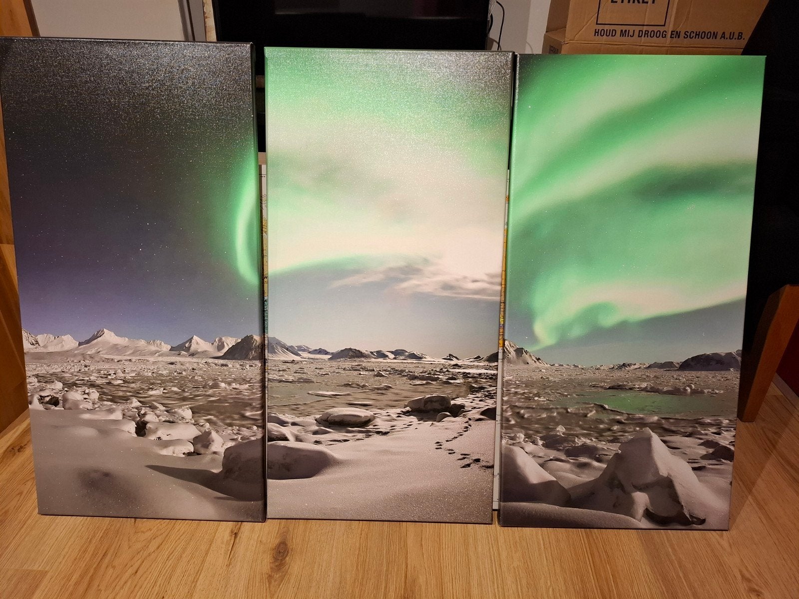 Drieluik Noorderlicht op canvas, Ophalen, Nieuw, Schilderij, 75 cm of meer